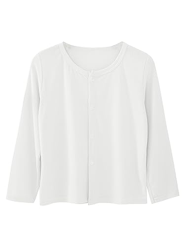 Mufeng Kids Girls Long Sleeve Ribbed Button Cardigan Solid Color Round Neck Lightweight Outwear Tops Casual Jacket4