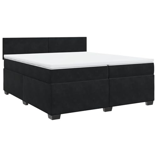 WGYHOME Cama con somier con colchón, color negro, 200 x 200 cm, núcleo de muelles ensacados, cabecero de altura ajustable, transpirable, dormitorio, habitación de invitados, vivienda moderna