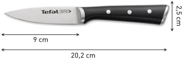 Tefal Ice Force Stainless Steel Paring Knife 9cm, Premium Design, Ideal for Peeling, K2320514, Silver/Black