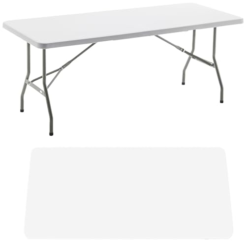 Image of BTEXPERT Set of 2, Event Folding Utility Table 6 Foot 72 inchx 29.5 inch Heavy Duty Portable Indoor Outdoor Picnic Camping Office Home Party Wedding Tailgating White