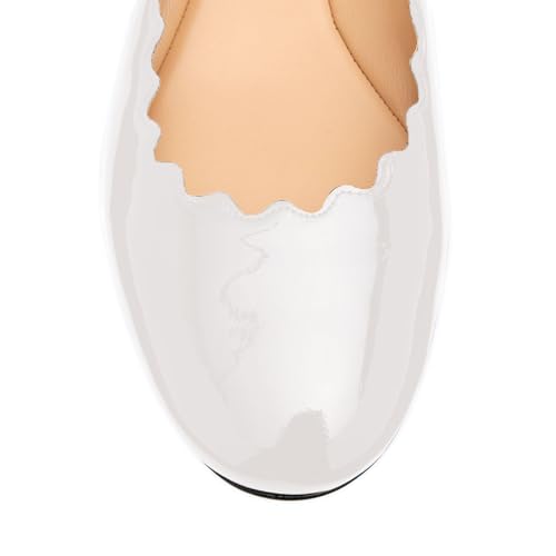 anteikira Women's Round Toe Scalloped Flats Slip On Ballet Flats Office Work Casual Comfortable Flat Shoes Classic Dress Shoes for Women Size 5.5-12US4