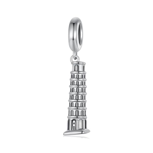 Leaning Tower of Pisa Pendant Charm 925 Sterling Silver Charm Fits For Pandora Bracelet Necklace,SCC2876