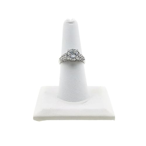 Novel Box White Leatherette Jewelry Ring Finger Display Stand 2.12x2.12x2.37 Inches with Square Base - Ring Holder Organizer Stand for Selling or Personal Use - Display Stands for Rings