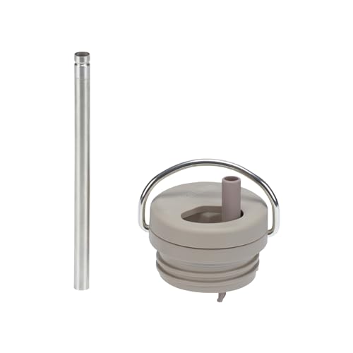 Klean Kanteen TKWide Twist Cap with Straw Kit - Reusable Straw Lid - Premium Water Bottle Accessories - Leak Proof & Dishwasher Safe - Taupe