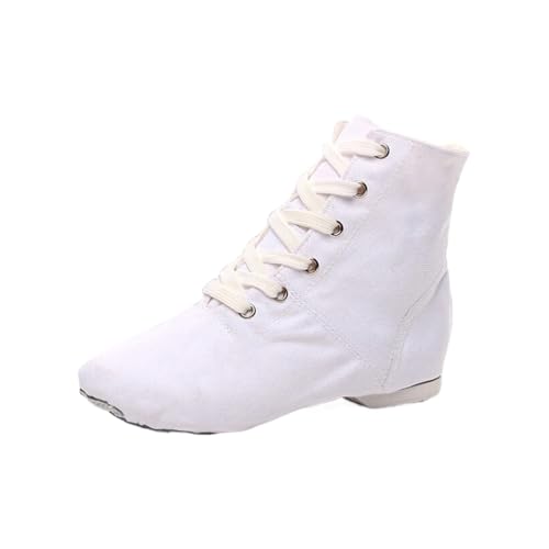 Lace Up Black Jazz Shoes Dance Boots for Girls High Top Canvas Dancing Shoes Split Sole Black Ankle Jazz Boots