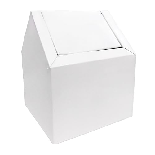 HOSPECO Double Entry, Swing Top Floor Receptacle, Metal, White