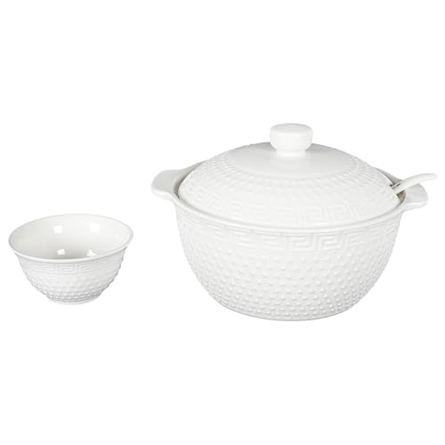 Miniatura 8 de Home Deco Factory - Ka0279 Juego De Sopa 9 Piezas Porcelana - Sopera 2.7l, Cucharón, 6 Tazones - Diseño Elegante - Ideal Para Cenas Y Recepciones - Blanco - Tamaño Estándar