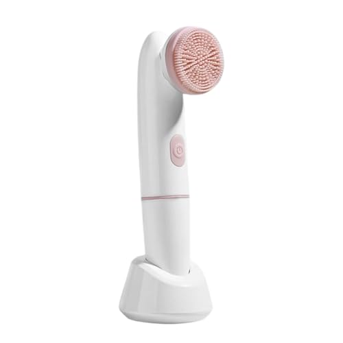 Cepillo de limpieza facial - Herramienta facial vibradora de silicona ABS con diseño de cabeza, dispositivo recargable de pulido suave de la piel, limpiador de masaje impermeable, accesorio ligero