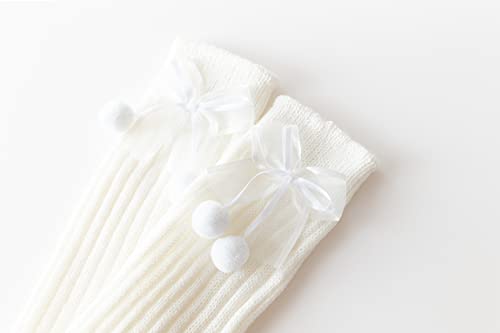 Fitu Womens 2 Pairs Knee High Leg Warmers Lolita Style Cute Ribbed Knitted Long Boot Socks For Party Sports Casual Socks(2 Pairs White Mixed2 Xn178179) #TOP1