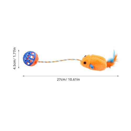 Jouet souris pour chat résistant et interactif petit format orange avec cloche - 3