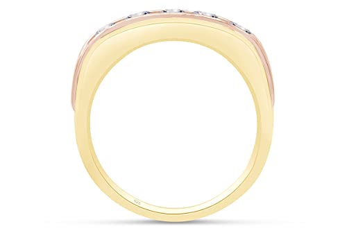 Men's Wedding Band Rings | 925 Sterling Silver Princess Cut Moissanite & Lab Grown Diamond Men's Religious Two Tone Double Row Crossover Channel Set Half Eternity Band 3 Stone Promise Ring For Him3