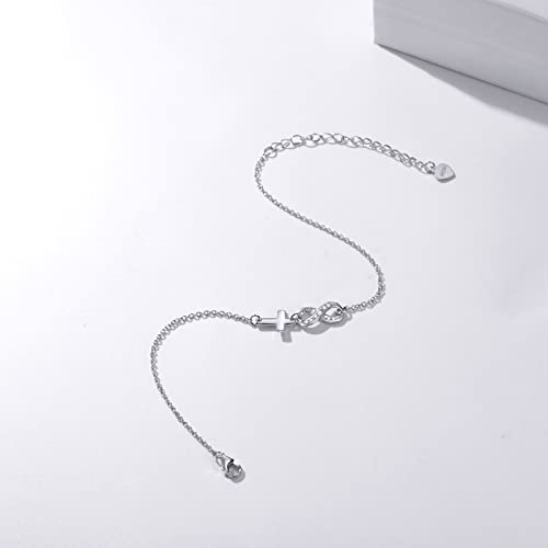 Svodea Cross Infinity Bracelet For Women,925 Sterling Silver Infinity Bracelets Religious Christian Believe Faith Jewelry For Girls Mom Daughter #TOP2