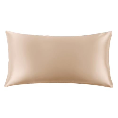Image of THXSILK Set of 2 100% Mulberry Silk Pillowcase for Hair and Skin, Grade 6A+ Mulberry Silk Pillow Cases 22 Momme, Hypoallergenic Pillow Case Cover with Zipper (California King 20 inchx40 inch, Beige)