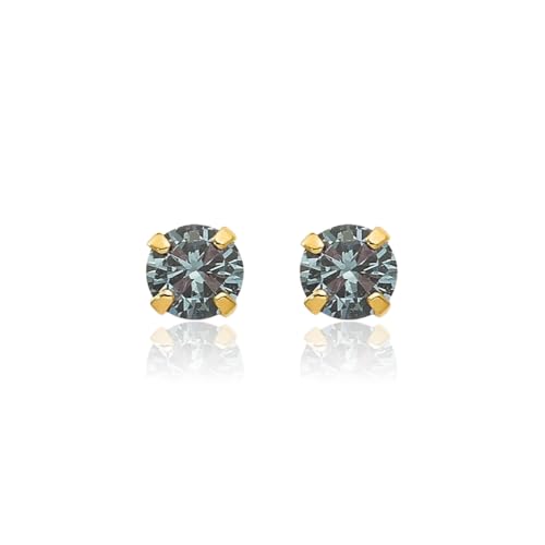 14K Solid Yellow Gold 3mm Alexandrite Studs Gemstone Earrings June Birthstone Jewelry3
