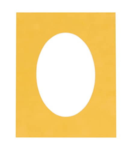 16x20 Mat Bevel Cut for 13.5x17 Photos - Precut Bright Yellow Oval Shaped Photo Mat Board Opening - Acid Free Matte to Protect Your Pictures - Bevel Cut for Family Photos, Pack of 1 Matboard Show Kit