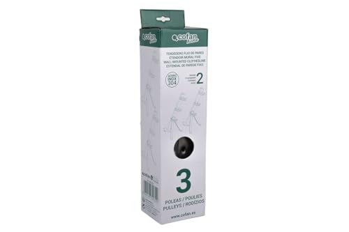 Cofan Étendoir mural fixe en forme d'équerre en deux pièces | Chaque pièce comprend 3 poulies | Fabriqué en acier inoxydable AISI 304 | Dimensions : 36,5 x 9,5 cm – vue 9