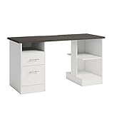 Sauder Gaming Desk 60' Top Open and Drawer Pedestal, White Finish