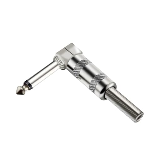 1pc 6.35 ミリメートルオスモノラル/ステレオプラグコネクタ 1/4 "直角プラグ 6 コーナースプリング 6.3 ミリメートルジャックエレキギターペダル(TC119-C-Silver-2Pole)