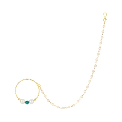 I Jewels ethnic bridal nath with single pearl chain — best nath for brides