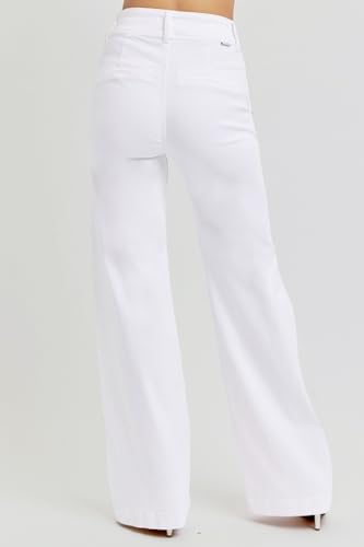 Risen Women's Tummy Control Double Button Wide Leg Jeans3