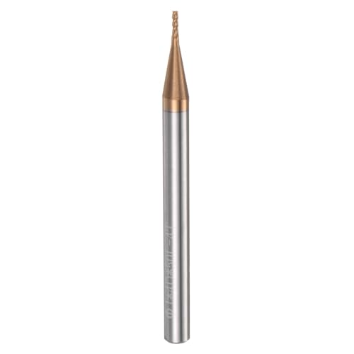 Image of uxcell Carbide Square End Mill, 1 /25 inch (1mm) Dia TiSiN Coated 4 Flutes Milling Bit Cutter, for Hardened Steel Stainless Steel Cast Iron, 5 /32 inch (4mm) Shank 1 /8 inch Cut Length 2 inch Long HRC50