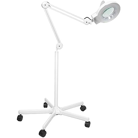 Sanqiao 5X Magnifying Vertical Lamp Floor Stand LED Lamp Stand Magnifier Lamp Adjustable Beauty Light Beauty Salon Tattoo Nail Skin White Cover