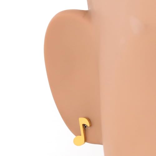 Steelmeup Stainless Steel Music Notes Quaver Post Stud Earrings Silver Gold Black Color4