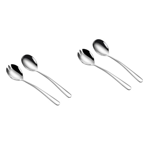 Cabilock 2 Sets Stainless Steel Salad Server Salad Spoon Fork Mirror Polished Easy to Clean Stylish Serving Utensils