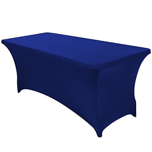 Image of SEPARO Spandex Table Cover 1 Pack 8Ft Royal Blue Fitted Tablecloths,Washable Wrinkle Resistant Stretch Table Cloth Rectangle for Party Hosting Supplies,Wedding Decorations,Vendor Display,Banquet