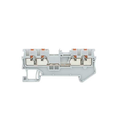 Bloque de terminales de riel DIN PT1.5-QU gris con conector a presión de 4 conductores, 10 u