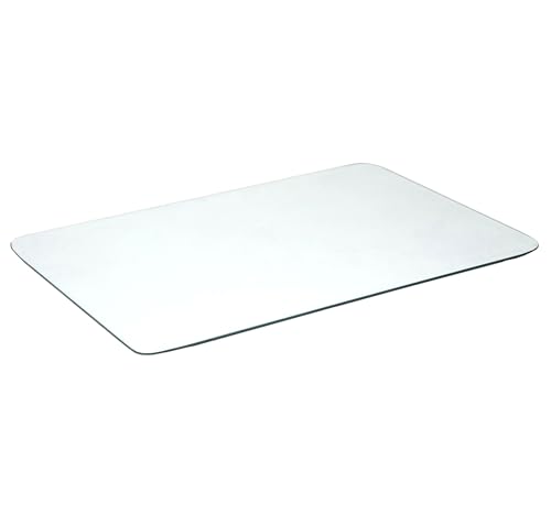 Piano rettangolare 120 x 60 cm in vetro temperato trasparente con angoli arrotondati spessore 1 cm – piano tavolo resistente per console uffici e mobili