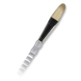 Royal Brush Soft-Grip White Taklon Long Handle Brushes, Filberts, 4