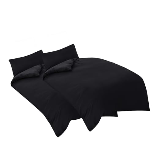 Aisbo Bettwäsche 135x200 4teilig Schwarz - Mikrofaser Bettwäsche-Sets mit...