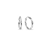LOVVE Sterling Silver High Polished Twist Round Click-Top Hoop Earrings, 2x20mm