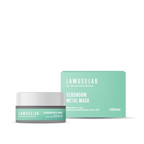 LaMuseLab LAMUSELAB Metal Mask Peel Off, Maschera purificante Sebo regolatore, Per pelle mista o grassa, Elimina Brufoli e Punti Neri, Equilibra il PH del viso, 100 ml