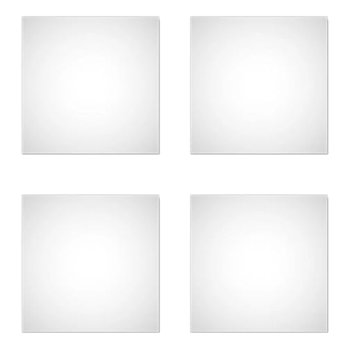 Flaroey 4 espejos autoadhesivos no de cristal, delgados y flexibles, para decoración de pared, para el dormitorio de la familia, baño, duraderos, M