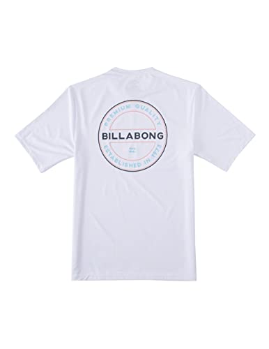 Billabong mens Classic Short Sleeve Loose Fit Rashguard Rash Guard Shirt, White Rotor, Small US2