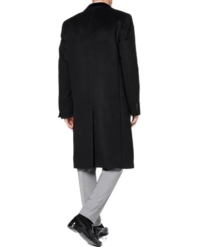Mens Black Overcoat Wool & Cashmere Covert Warm Winter Mod Coat Velvet Collar & Red Satin Lining4