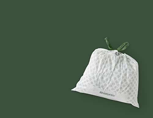 Brabantia 138584 PerfectFit Bin Liners Multipack (Size R/36 Litre) Thick Plastic Trash Bags with Tie Tape Drawstring Handles (120 Bags), White