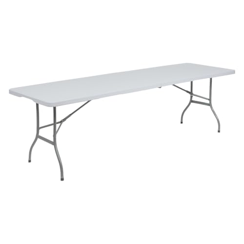 THINIA HOME Mesa Catering Plegable Portátil Blanca 240 cm Multiusos: Camping, Eventos Exteriores o Interiores | Resina y Patas de Acero | 6-8 Personas