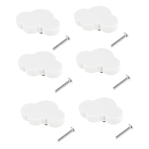 Housoutil Cabinets Door Handles 6pcs Cloud Shape Boys and Girls Room Handles Soft Rubber Zinc Alloy Easy Installation Furniture Pull Handle