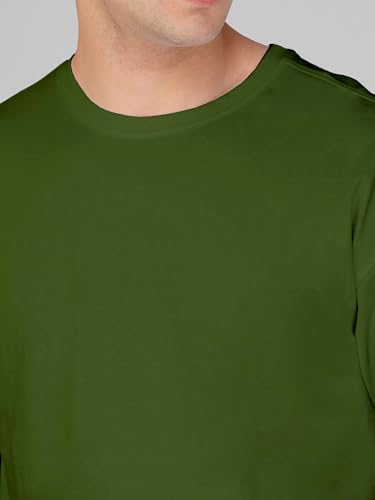 Image of crazymonk Oversized Baggy Fit Drop Shoulder Half Sleeves Round Neck Solid Pure Cotton T-Shirt for Men