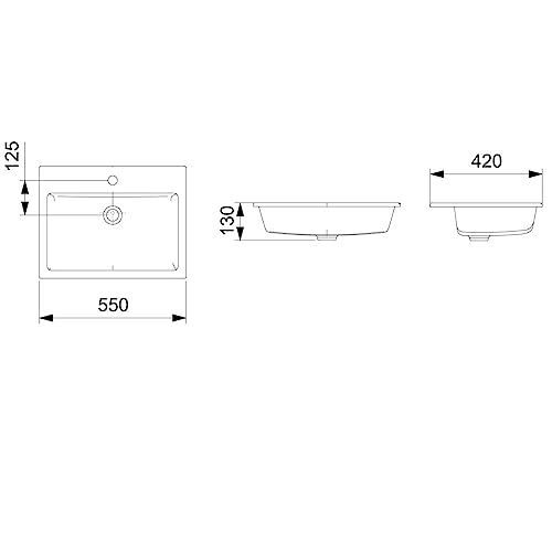Cuba de sobrepor com mesa 550x420 PQ55 Branco - Roca