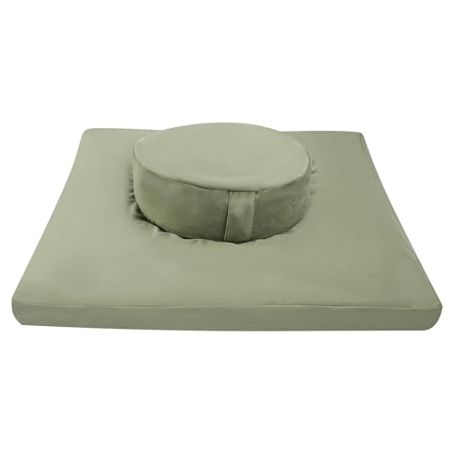 Alfombrilla de meditación, cojín de yoga, cojín de algodón, cojín de meditación, cojín de meditación y zabutón, cojín de suelo para sentarse y arrodillarse (verde)