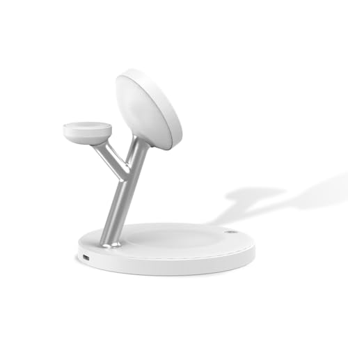 Image of Toreto Mag Swift Magnetic Fast Charging Station with 30w Adapter with C to C Cable for Magsafe Devices, Wireless Charger, for iPhone 16 /15 /14 /13 /12, Apple Watch & AirPods (White)