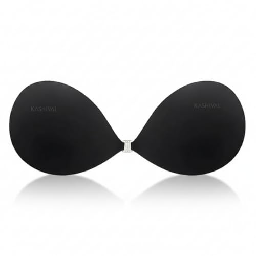 Image of KASHIVAL Women's Strapless Adhesive Bra, Reusable Silicone Push-Up Sticky Bra with Front Clip Closure for Backless and Halter Neck Outfits Fee Size
