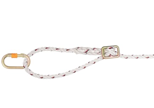 KARAM Work Positioning Polyamide Rope Lanyard 2 Mtr. with Manual Adjustable Buckle Both Sides Hook | Fall Protection Equipment for Construction, Climbing & Roofing | PN241(2.0M)