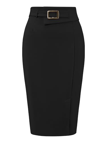 Women's Pencil Skirt 2025 Knee Length High Waist Office Work Stretchy Bodycon Skirts