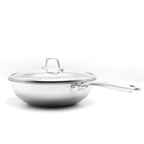 Wok de acero inoxidable con tapa 23.5 in capacidad 6.63 qt miniatura 1