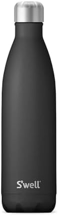 S'well Stainless Steel Water Bottle, 25oz, Onyx, Triple Layered V...